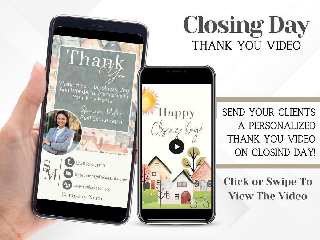 Digital Realtor Thank You Card, Realtor Thank You Card Template, Video ...
