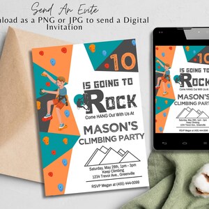 Editable Boy Rock Climbing Birthday Invitation, Printable Rock Wall ...