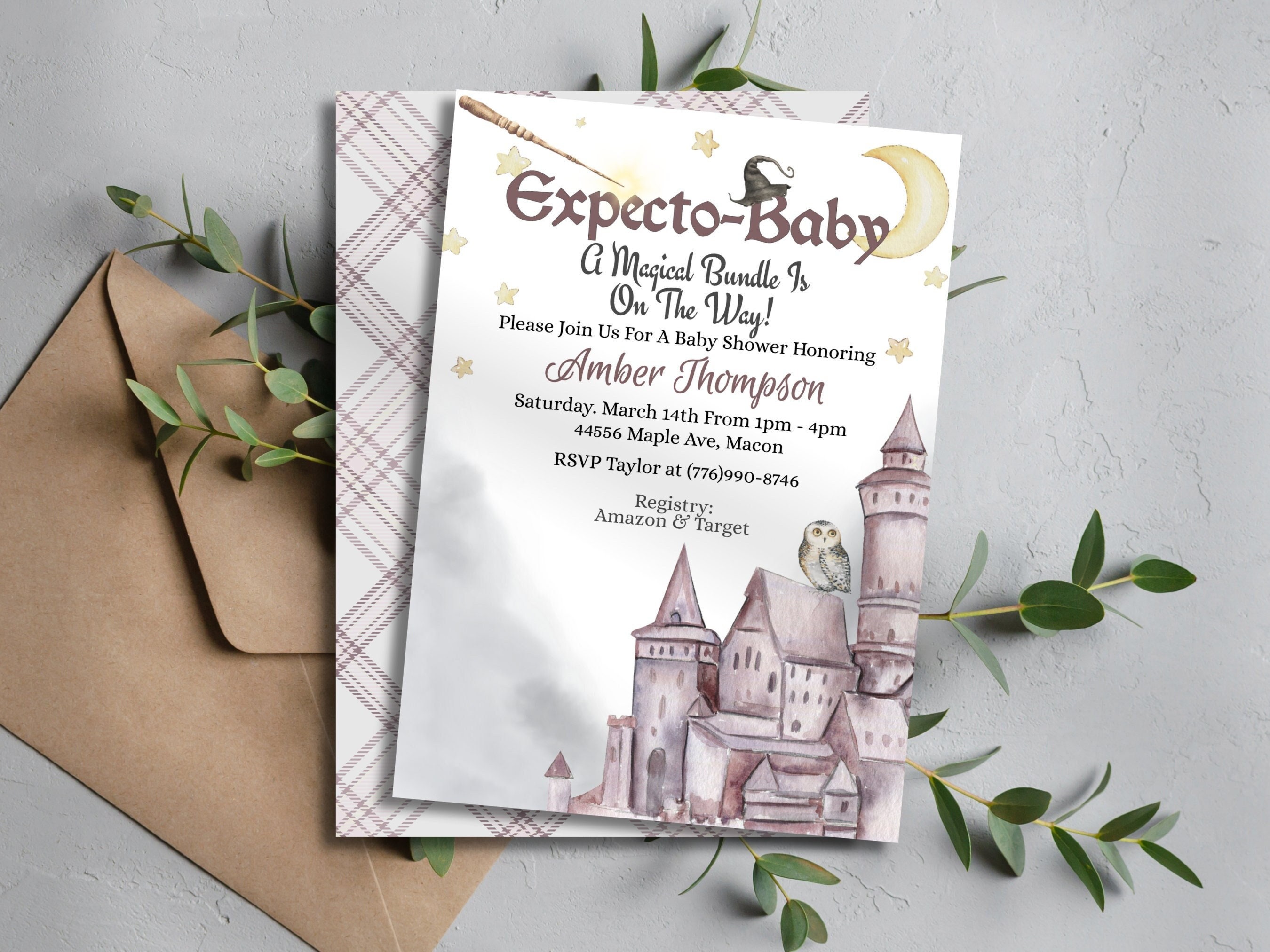 Wizard Baby Shower Invitation Magical Bundle On Its Way Witch Baby Shower Invite Magical Baby Shower Invitation Owl Baby