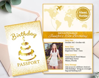 Passport Birthday Invitation, Passport Birthday Invitation Template, Travel Birthday Invitation, Printable Passport Template, Travel Theme