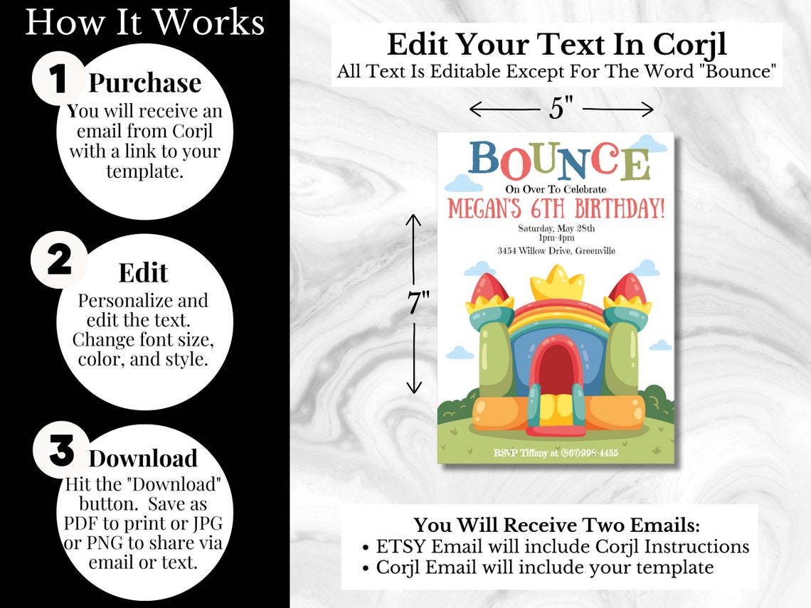 Editable Bounce House Birthday Invitation, Printable Jump Party ...