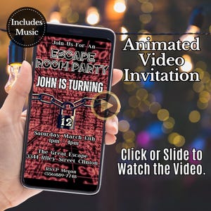 Digital Escape Room Party Invitation, Video Escape Room Invite, Animated Escape Room Birthday Invitation, Mystery Birthday Party Invitation