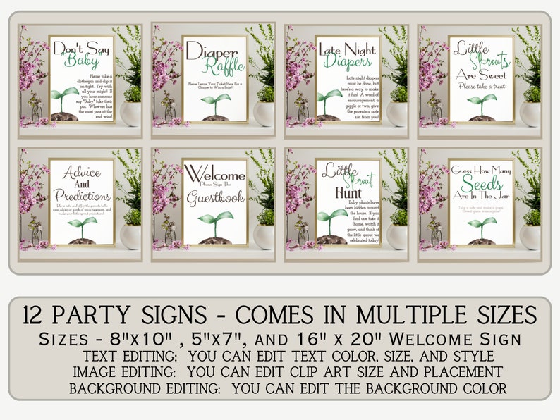 Little Sprout Baby Shower Bundle, Printable Floral Baby Shower Games ...
