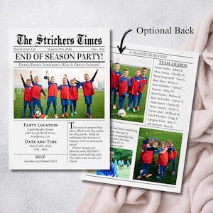 End Of Season Soccer Party Invitation, Soccer Team Party Invitation, Printable Soccer Party Invitation With Photo, Soccer Banquet Invitation