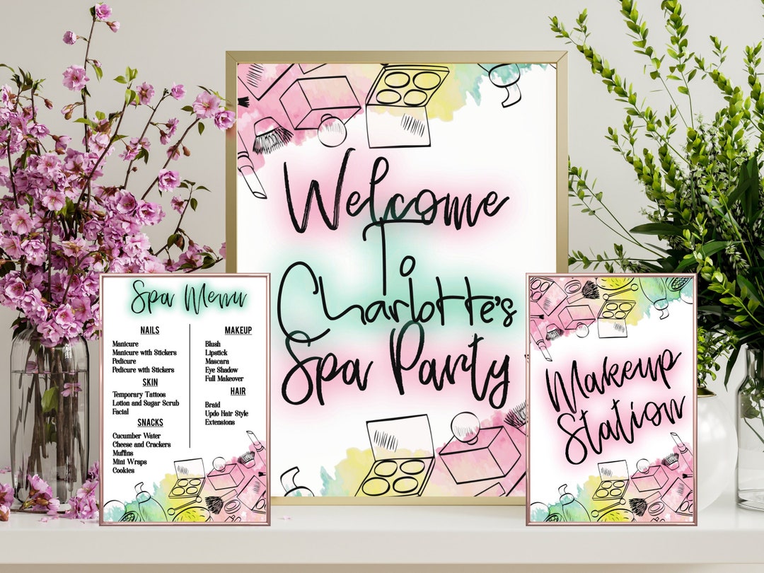 Spa Party Printables Spa Party Stations Spa Party Signs Spa Etsy