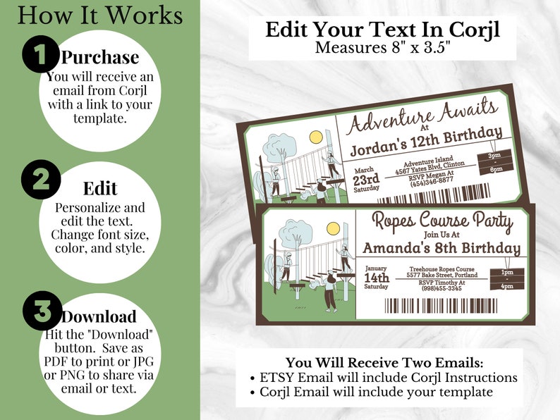 Ropes Course Birthday Invitaion Zip Line Invitation Ropes Etsy