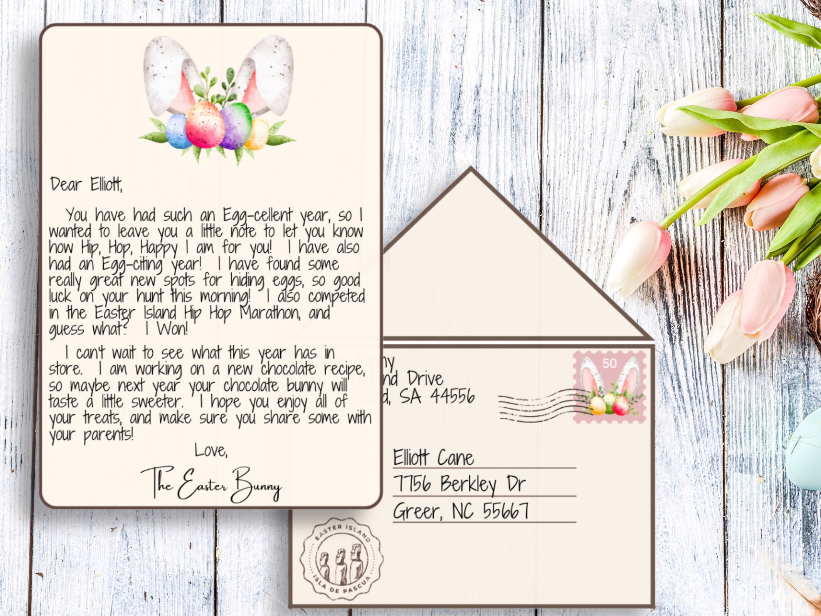 Printable Easter Bunny Letter and Envelope, Letter From the Easter ...