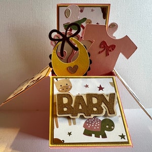 Baby girl pop up box card