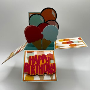 Carte de voeux d'anniversaire crème glacée - Boîte explosive 3D pop up