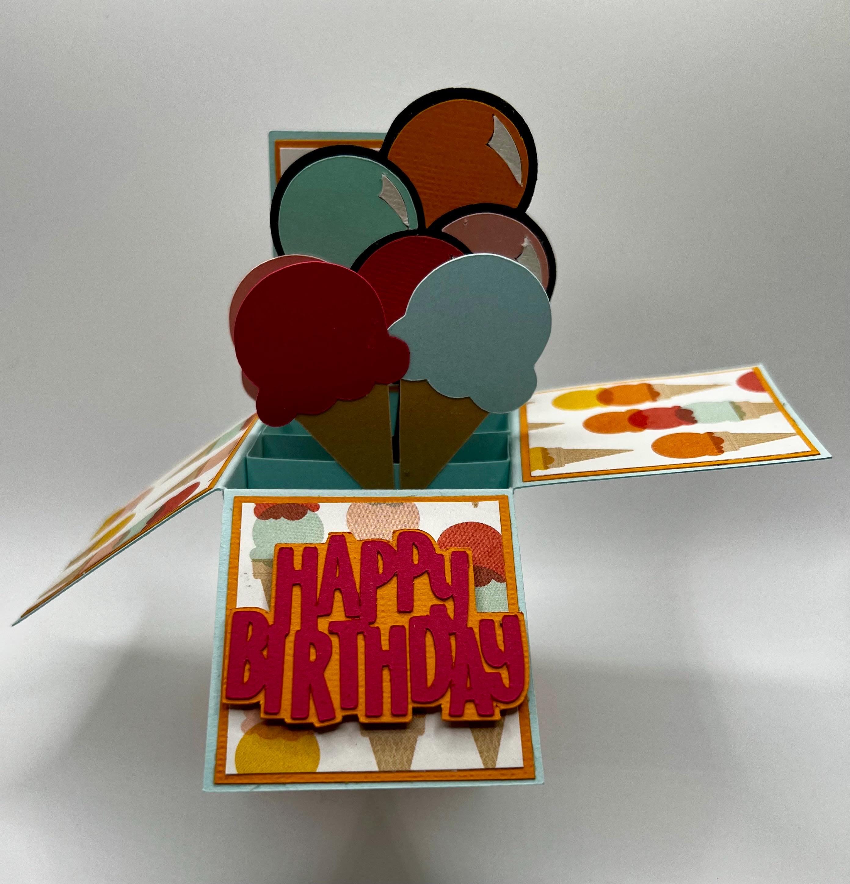 Ice Cream Birthday Greeting Card- Pop up 3D Exploding Box Birthday Card ...
