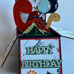 Carte de voeux d'anniversaire dinosaure - Boîte explosive 3D pop up