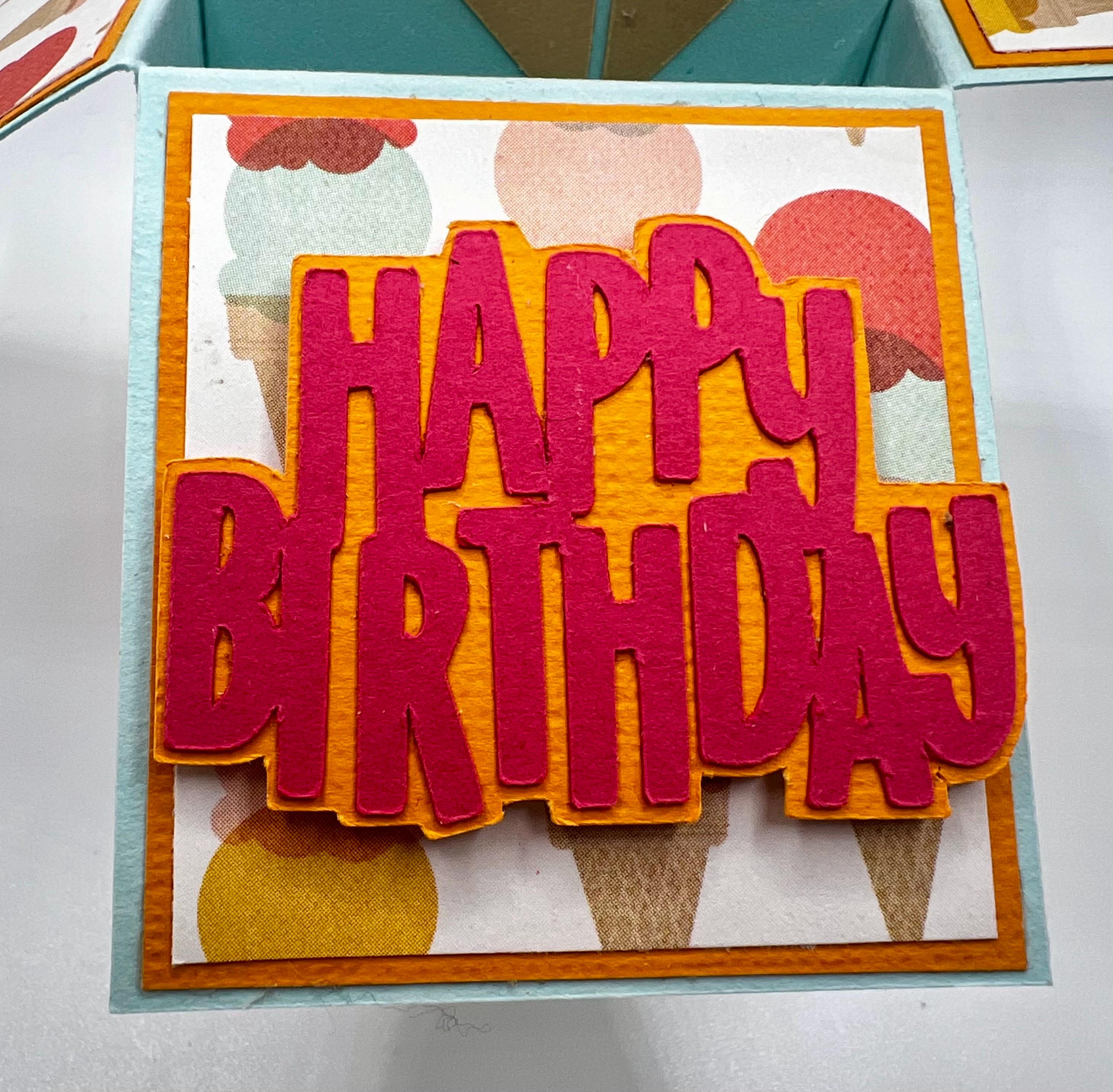 Ice Cream Birthday Greeting Card- Pop up 3D Exploding Box Birthday Card ...