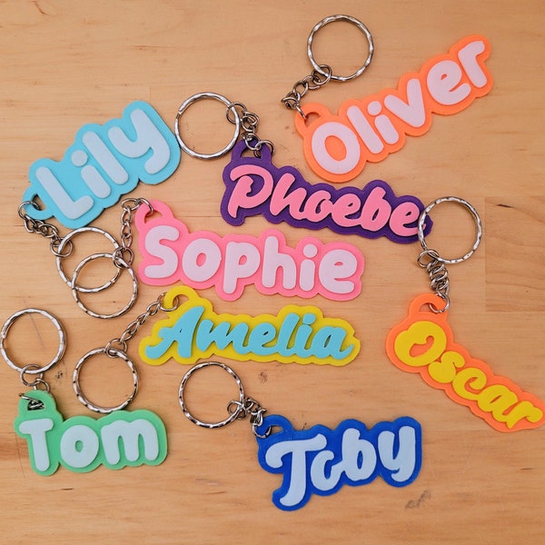 3D Printed Personalised Keychain | Kids' School Bag Keychain | Custom Name Keyring | Stocking Filler |Children's Party Bag Gift| 3D Printing