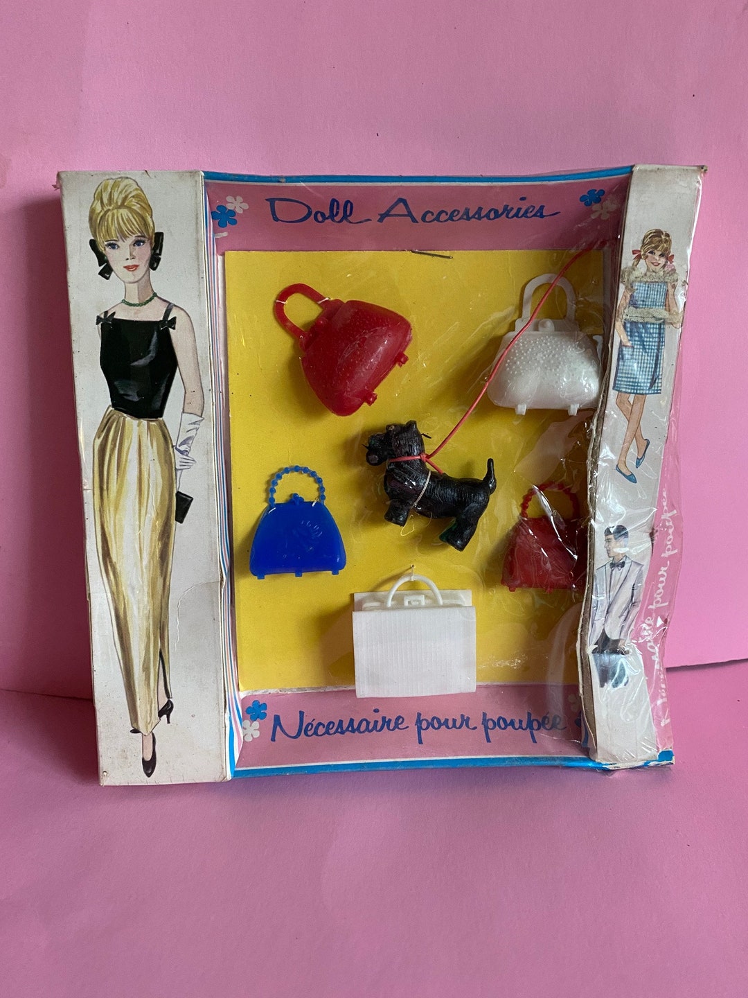Vintage Doll Accessories Canadian Issue Purse Assortment and Dog