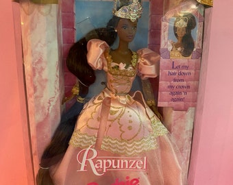 Vintage 1997 Rapunzel Barbie Doll, Dressed in Beautiful Pink Gown