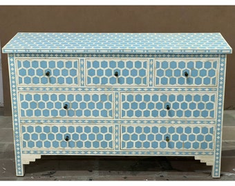 Handgefertigte Bone-Inlay-Möbel, Buffet, Bone-Inlay-Sideboard, Bone-Inlay-Buffet Indigo, Inlay-Sideboard, Inlay-Schrank