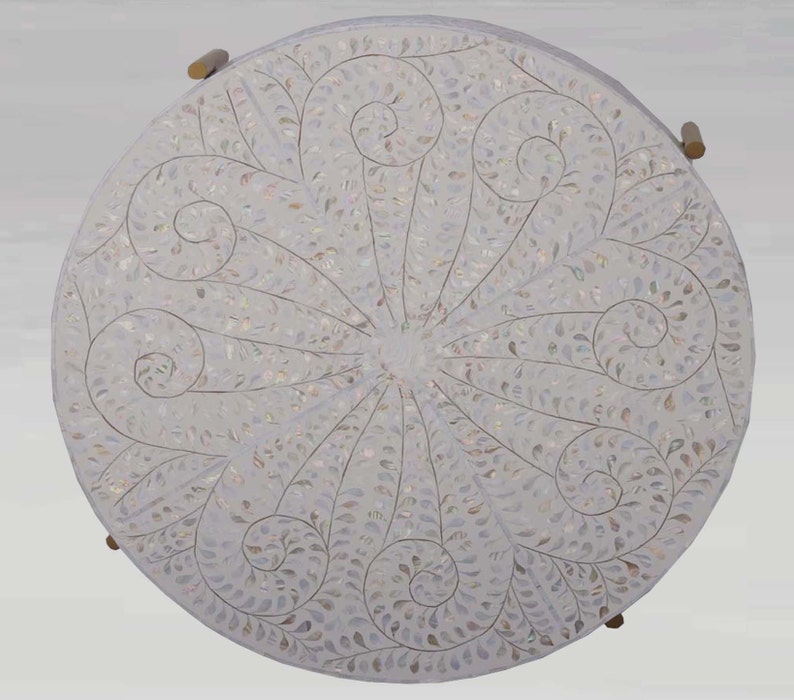 MOP Inlay Coffee Table, Floral Design Centre Table, Handmade Mother of ...