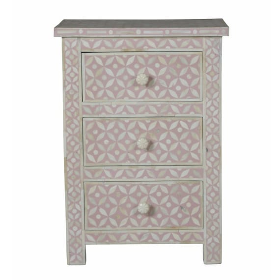 モダンなパターンの骨象嵌 3 引き出し付きベッドサイドテーブル