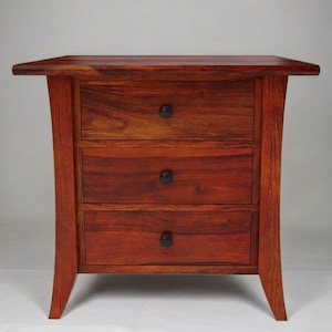 Rustic Wooden Bedside Table, 3 Drawer Modern Pattern Night Stand, Handmade Wood End Table, Side Table, Storage Unit, living Room Furniture