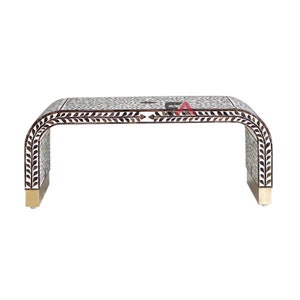 Bone Inlay Handmade furniture, Rectangular, Round, oval bone inlay luxury coffee, Stripe, Floweral, Moroccon Inlay Waterfall Coffee Table