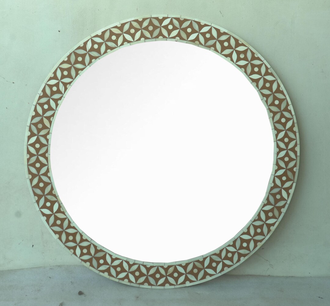 Mirror Pattern Fish Bone Inlay Round Mirror Frame – Handmade Fish Pattern Home Decor - Etsy