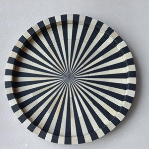 Modern Round Serving Tray with Bone Inlay – Stylish and Functional, Beautiful Handmade Home Accent Round Tray, Home Décor Tray Furniture