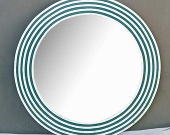 Unique Green Bone Inlay Mirror Frame | Luxurious Home Accent, Round Mirror Frame,Home Décor, Handcrafted Wall Décor,Bathroom Décor Furniture
