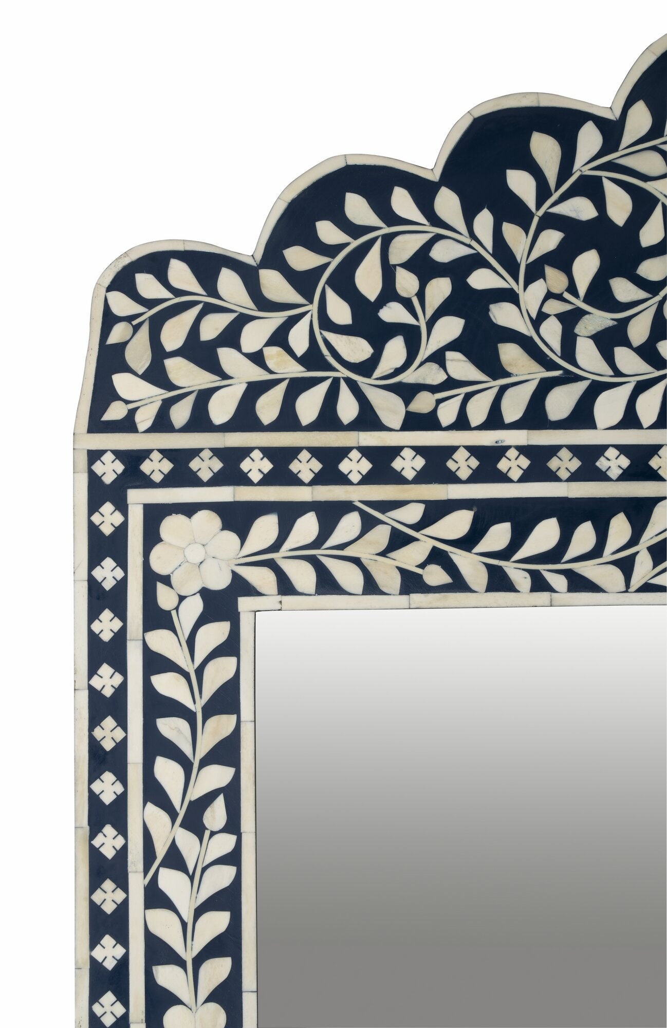 Cadre Miroir Design Bois & Os Incrusté - Déco Maison Unique, Style Antique, Dimensions 76x112 Cm
