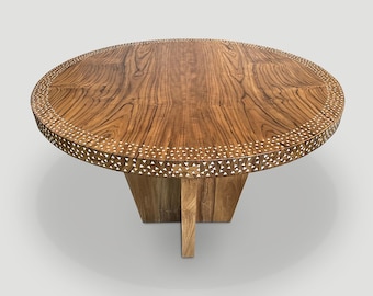 Handmade Teak Wood MOP Round Dining Table ,Round coffee Table.