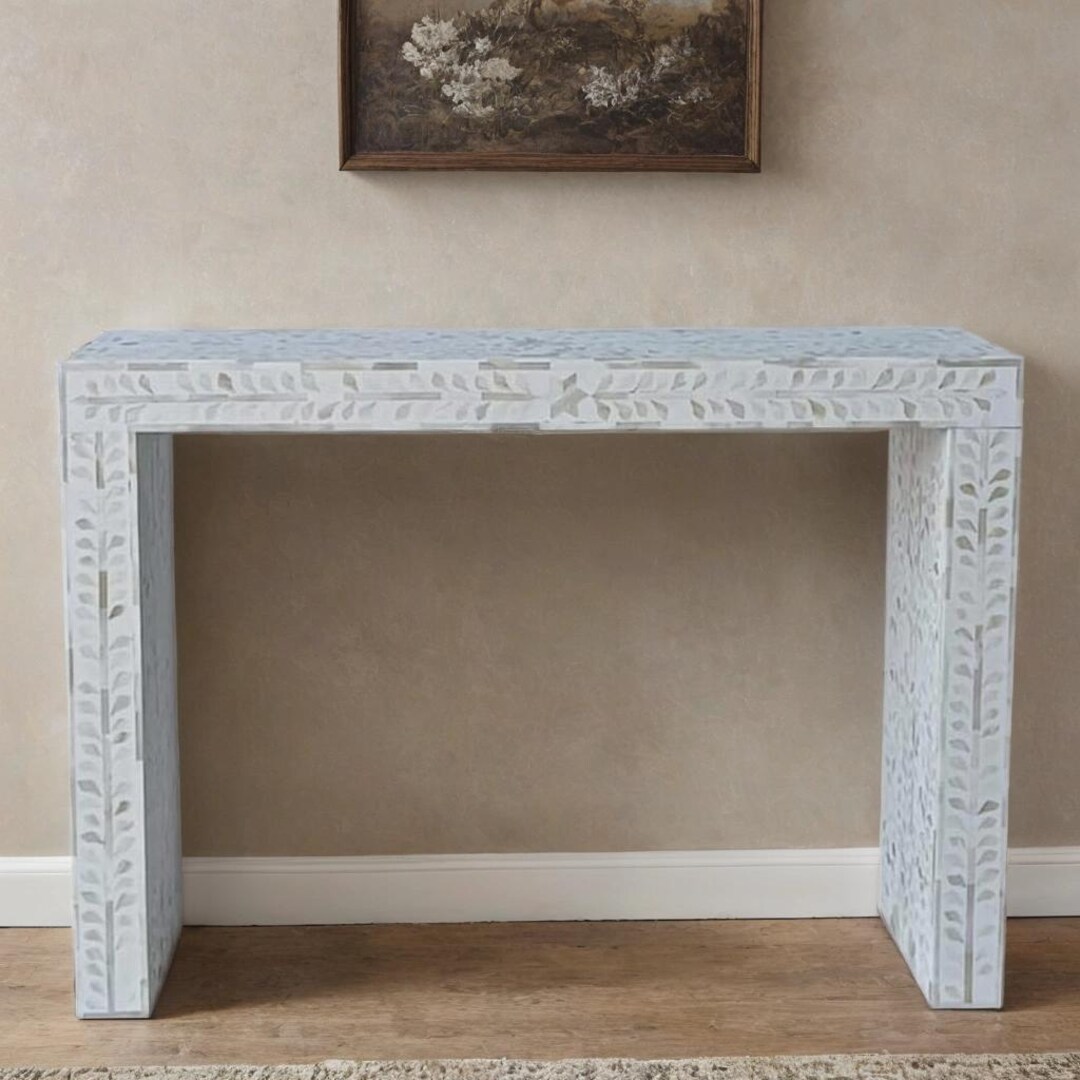 Handmade Floral Bone Inlay Console Table | Entryway Accent Desk - Etsy
