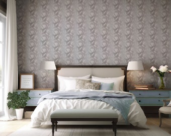 Frost Woods Wallpaper for Bed Room, Silver Delight Removable Wallpaper, Ice Maze Peel and Stick,Floral Unpasted Wallpaper