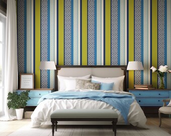 Lemonade Melody Geometric Wallpaper for Bed Room, Peppy Removable Peel and Stick Wallpaper, Column Seamless Patterns Unpasted Wallpaper