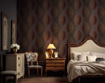 Sangria Splendor Geometric Wallpaper for Bed Room, Wine Removable Peel and Stick Wallpaper, Ellipse Seamless Patterns Unpasted Wallpaper
