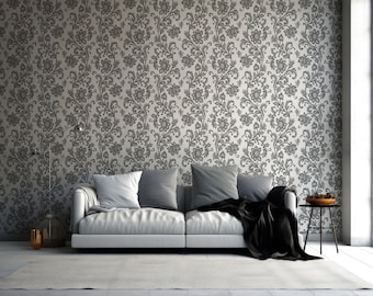 Yin-Yang Chic Wallpaper for Bed Room, Bliss Removable Wallpaper, Monochrome Peel and Stick, Floral Prepasted Wallpaper