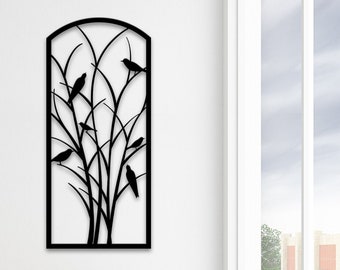 Bird Metal Wall Art Nature Window Frame Decor Serene Garden Inspired Home Accent