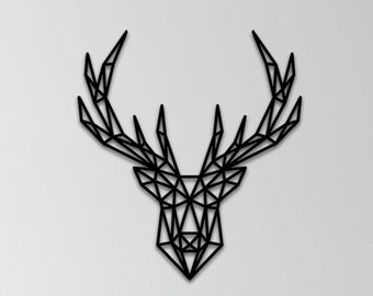 Polygonal Deer Head Metal Wall Decor - Modern Geometric Wall Art, Rustic Home Decor, Unique Wildlife Design, Handmade Gift for Nature Lovers