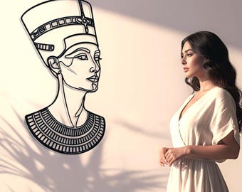 Queen Nefertiti Metal Wall Art Ancient Egyptian Female Portrait Historical Home Wall Decor Design