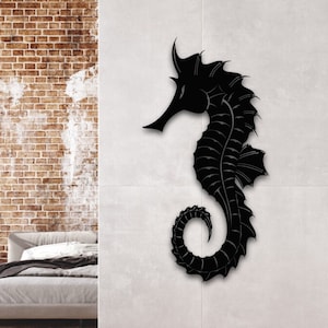 Seepferdchen-Metallwanddekor - nautische Wandkunst, Küsteneleganz, einzigartiges vom Meer inspiriertes Dekor, perfekt für Strandhäuser oder Wasserräume