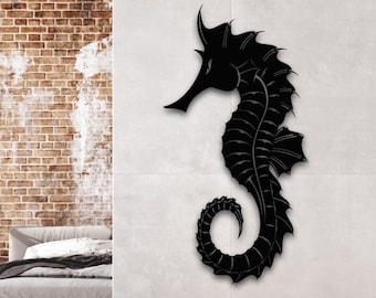 Seahorse Metal Wall Art Kust Nautisch Oceaan Leven Minimal Home Wall Decor Design Style