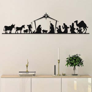 Nativity Scene Metal Wall Art Decor - Christmas Wall Hanging, Religious Home Decor, Holiday Decoration, Handmade Gift for Home or Church