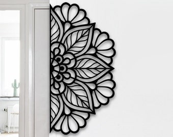 Arte de pared de metal con mandalas: decoración geométrica bohemia (99 x 48 cm)