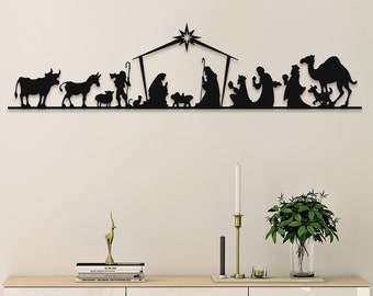 Metal Nativity Scene Wall Art: Religious Christmas Decor