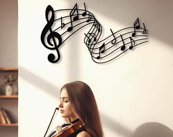 Metal Music Notes Wall Decor: Modern Minimalist Art
