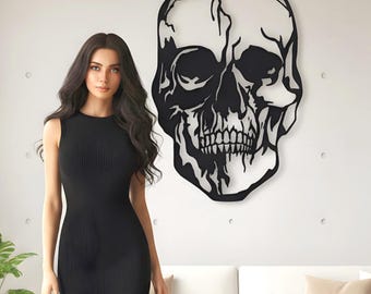 Skull Metal Wall Art: Gothic Home Decor