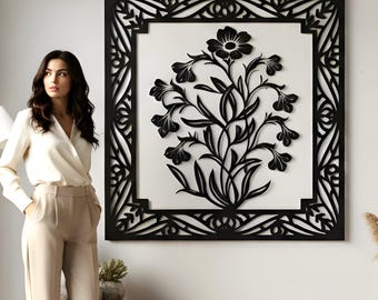 Lobelia Flower Metal Wall Art Floral Botanical Nature Frame Vintage Home Office Decor Gift