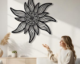 Edelweiss Metal Wall Art Alpine Flower Botanical Modern Home Decor Design Art Sign Symbol