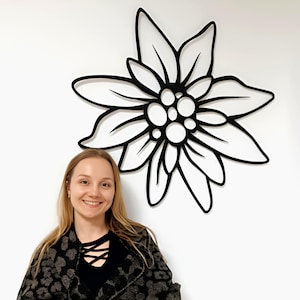 Arte de pared de metal Edelweiss: Alpenblume Wanddeko Metall