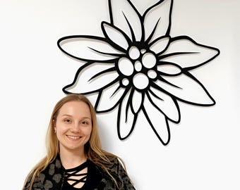 Edelweiss Metal Wall Art: Alpenblume Wanddeko Metall