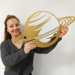 Planet Metal Wall Decor - Cosmic Space Art, Modern Astronomical Decor, Unique Metal Wall Hanging, Perfect for Bedrooms or Science Lovers