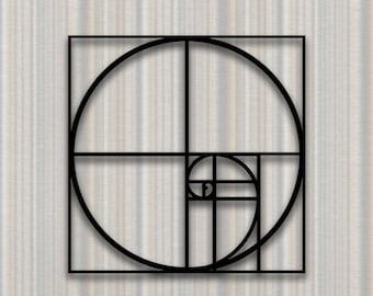 Arte de pared de metal con proporción áurea, espiral de Fibonacci, diseño geométrico, decoración moderna para interiores y exteriores, acero